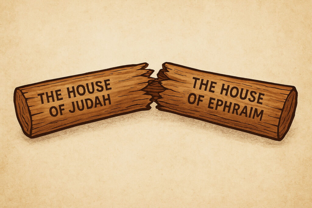 Infographic image of Ezekiel 37 on one kingdom under one King.